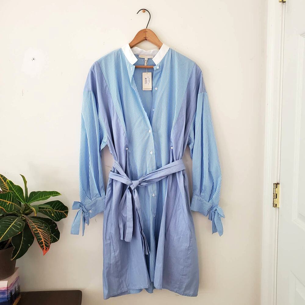 NWT Maje Rarty Chemise Bleu Striped Shirt Dress